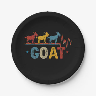 Retro Goat Heart Tee Xmas Valentines Day Gift Paper Plate