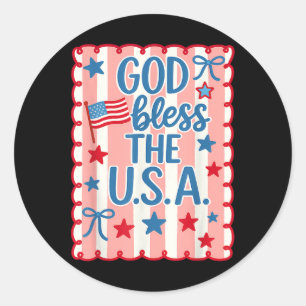 Retro God Bless America Usa Flag Christian 4th Of. Classic Round Sticker