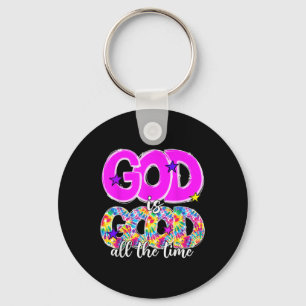 Retro God Is Good All The Time Worship Christian O Key Ring