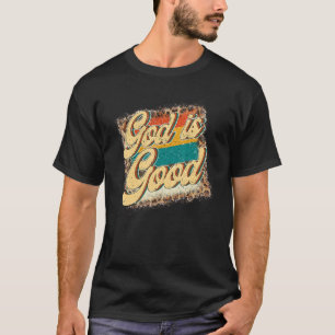 Retro God Is Good Vintage Christian Leopard Faith  T-Shirt