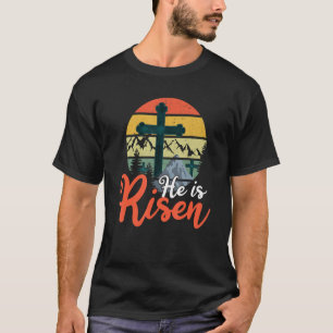 Retro God Jesus He Risen Christian 2022 Happy East T-Shirt