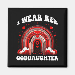 Retro Goddaughter Heart Disease Awareness Rainbow  Magnet