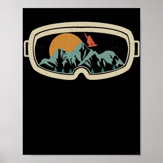 Retro goggles snowboarding skiing mountain snow poster (Front)