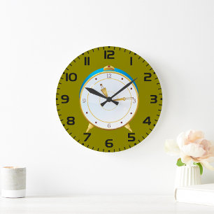 Retro Gold Alarm Clock with Blue Trim Timepiece 