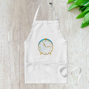 Retro Gold Alarm Clock with Blue Trim Timepiece  Standard Apron