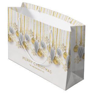 Retro Gold and Silver Christmas Ornaments  Large Gift Bag