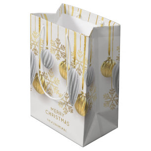 Retro Gold and Silver Christmas Ornaments  Medium Gift Bag