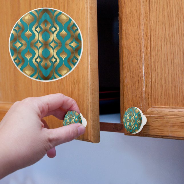 Retro Gold and Turquoise Ceramic Knob (Creator Uploaded)