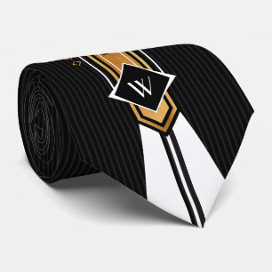 Retro Gold, Black, and White Tie