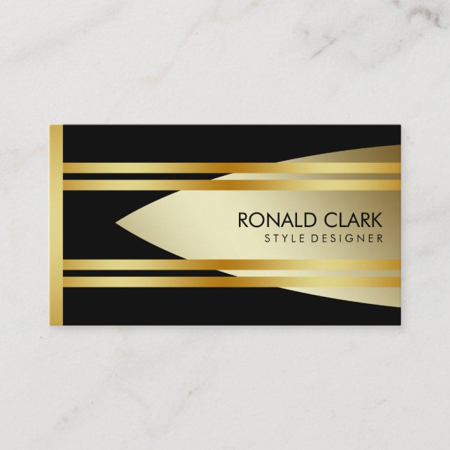 Retro Gold Black Metal Financial  Professional Business Card (Front)
