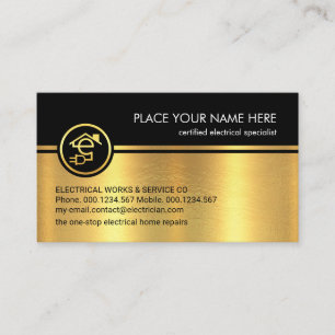 Retro Gold Black Stripes Letter E Electrical Business Card