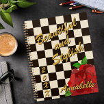Retro Gold Black White Chessboard Red Rose Planner<br><div class="desc">Personalise and customise this Beautiful and Stylish retro black and white chessboard with red rose planner. Design created for a hair and makeup business owner. 

For all those girls and gals who are unapologetic smart,  confident and beautiful. The world is yours! Go get it!</div>