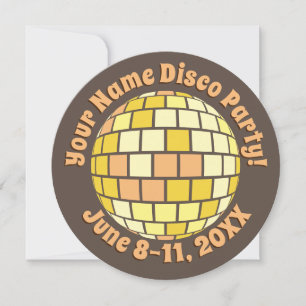 Retro Gold Disco Ball PERSONALIZED Invitation