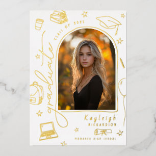 Retro Gold Foil Photo Graduation Announcement