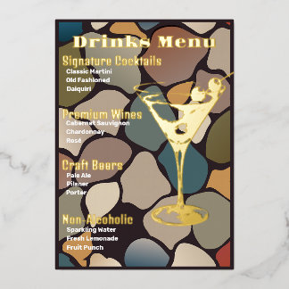 Retro Gold-Foiled Beverage Menu
