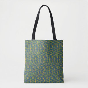 Retro gold geometric art deco vintage pattern tote bag