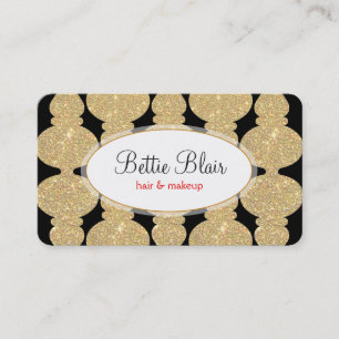 Retro Gold Glitter Makeup Artist Glamourous Bold Business Card
