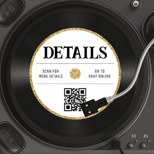 Retro Gold Glitter Vinyl Record Details Card