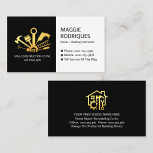 Retro Gold Handyman Tools Building Business Card