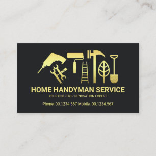 Retro Gold Handyman Tools Motif Business Card