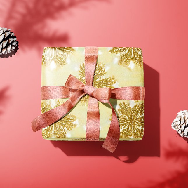 Retro Gold Snowflakes Holiday Wrapping Paper (Creator Uploaded)
