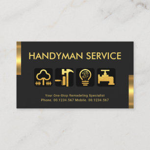 Retro Gold Tabs Handyman Tool Icons #ZazzleMade Business Card