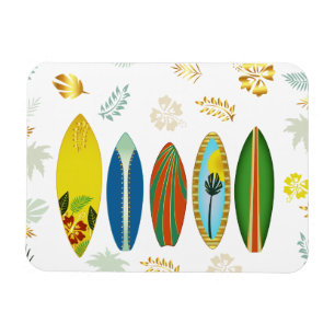 Retro Gold Tropical Coastal Surfboards Magnet