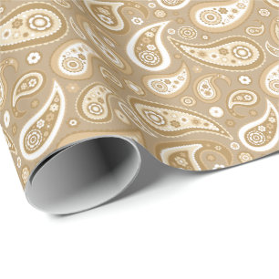 Retro Golden Brown Paisley Pattern Wrapping Paper