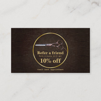Retro Golden Circle Hair Salon Referral Card