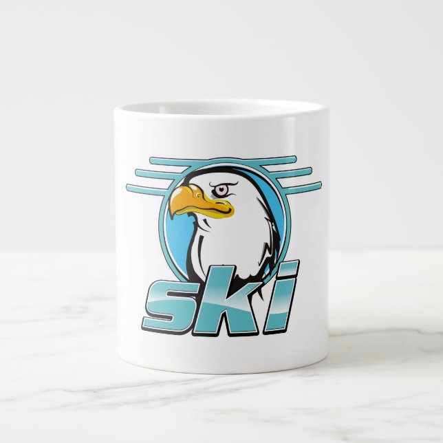 Retro Golden Eagle Ski logo Large Coffee Mug (Front)