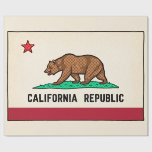 Retro Golden State Bear California Republic Wrapping Paper