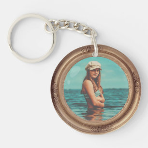Retro Golden Stylish Portrait Photo display Key Ring