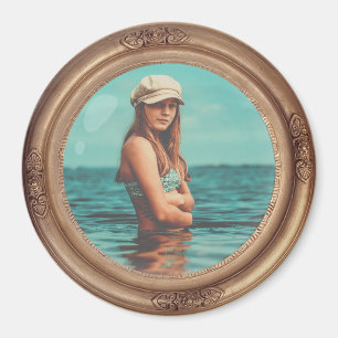 Retro Golden Stylish Portrait Photo display Magnet