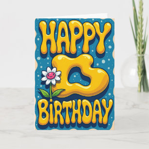 Retro Golden Text Birthday Card