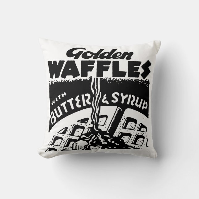 Retro Golden Waffles Cushion (Front)