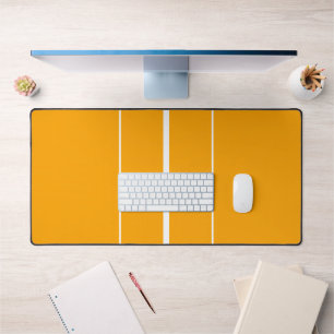 Retro Golden Yellow White Vertical Racing Stripes Desk Mat