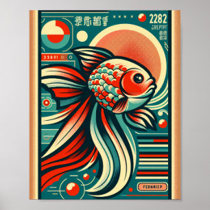 Retro Goldfish Art Poster