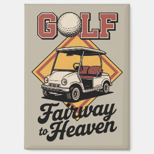 Retro Golf Cart Fairway To Heaver Funny Golfing Magnet