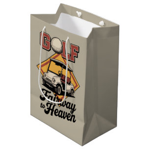 Retro Golf Cart Fairway To Heaver Funny Golfing Medium Gift Bag