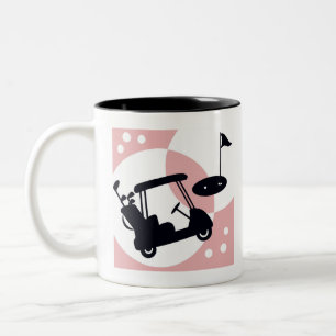 Retro golf cart in black & pink Two-Tone coffee mug