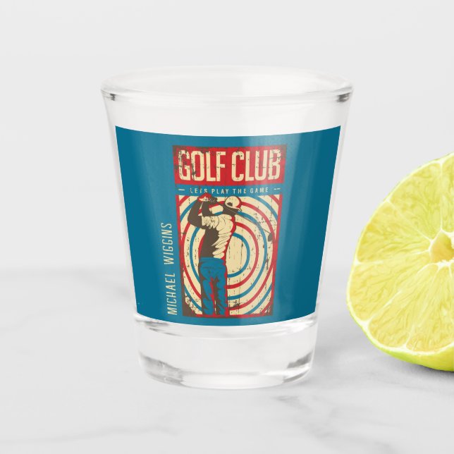 Retro Golf Club Personalised Shot Glass (Front)
