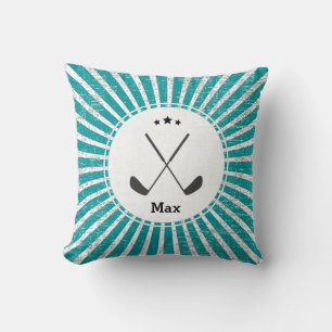 Retro Golf Club Sunburst Star Grunge Personalised Cushion