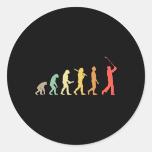 Retro Golf Evolution Gift For Golfers And Golf Pla Classic Round Sticker