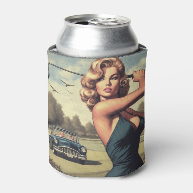 Retro Golf Girl Can Cooler (Can Front)