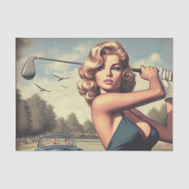 Retro Golf Girl Tissue Paper (Front)