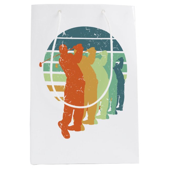 Retro Golf Player, Golfer, Golfing Sports Fan Gift Medium Gift Bag (Front)