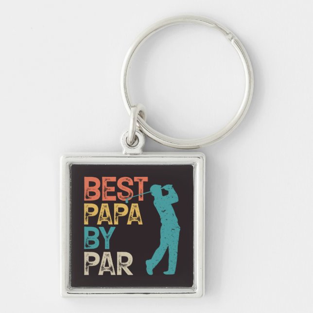 Retro Golfer - Best Papa By Par Key Ring (Front)