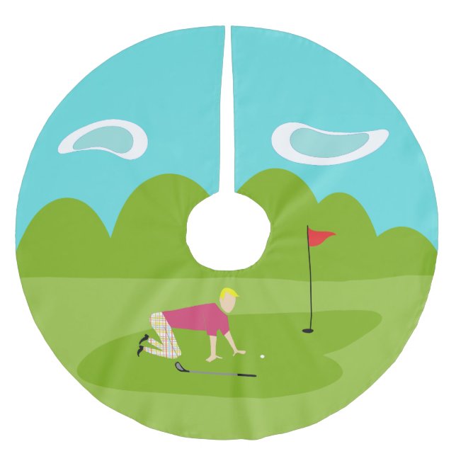 Retro Golfer Christmas Tree Skirt (Front)