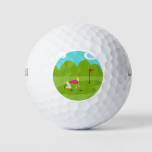 Retro Golfer Golf Ball
