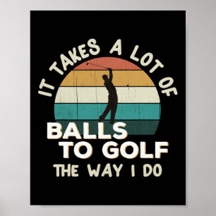 Retro Golfer Joke Fun Vintage Sunset Playing Golf Poster